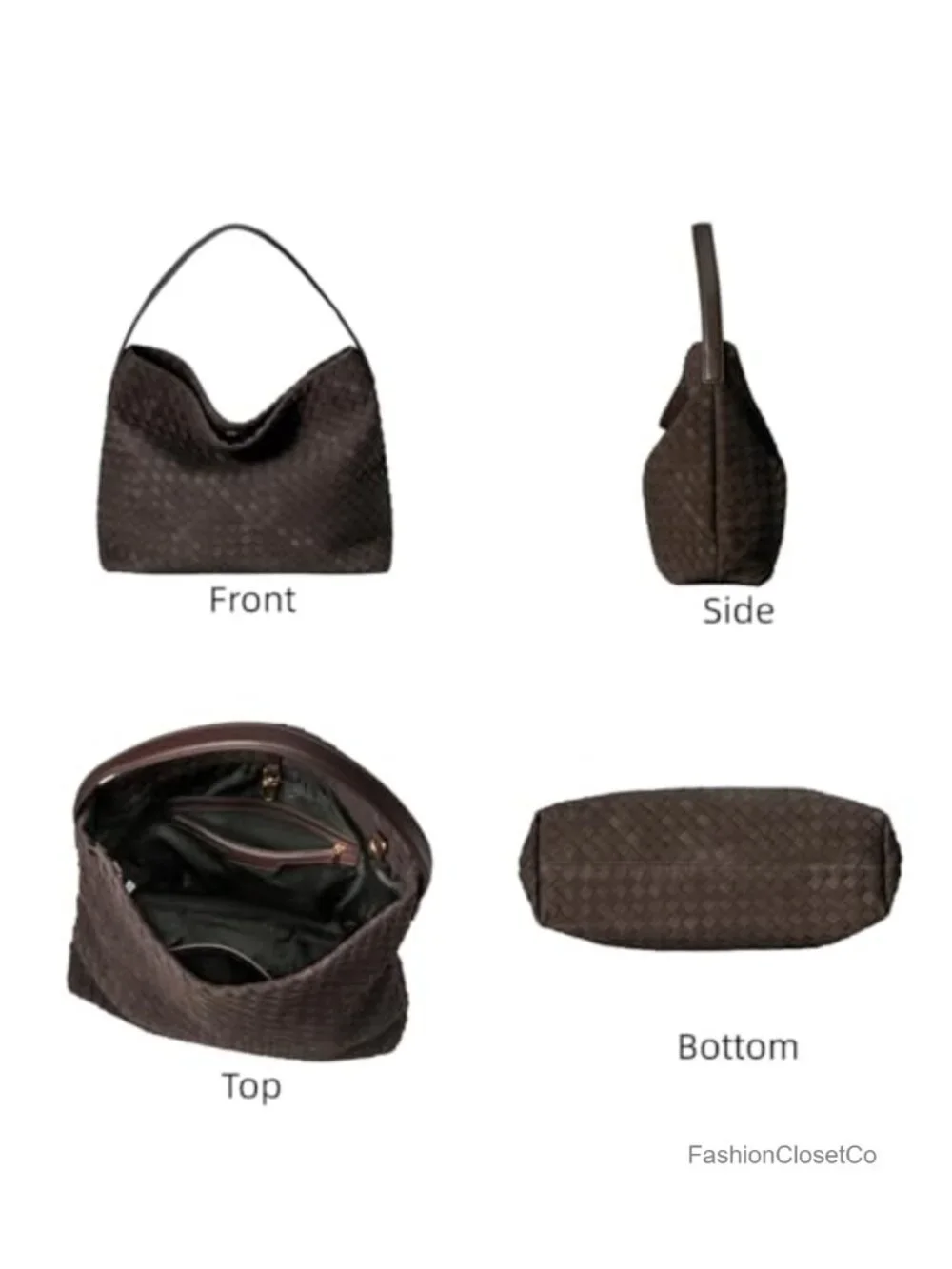 Faux Suede Woven Hobo Bag Slouchy Shoulder Tote Handmade Buckle Closure